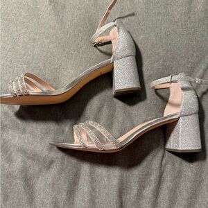 Nina Glittering Silver Block Heel Sandals